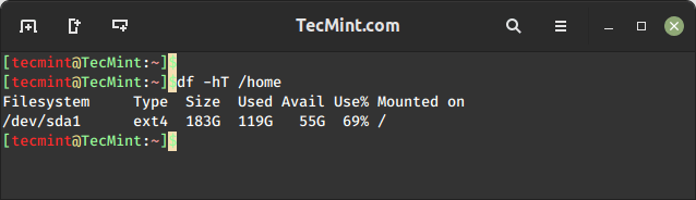 Check /home Directory Disk Space