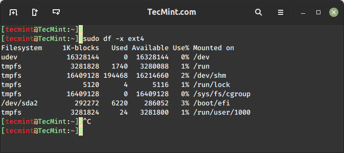 Exclude File System Type