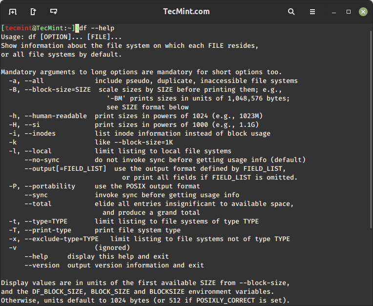 df Command Help