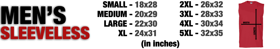 mens sleeveless sizing chart