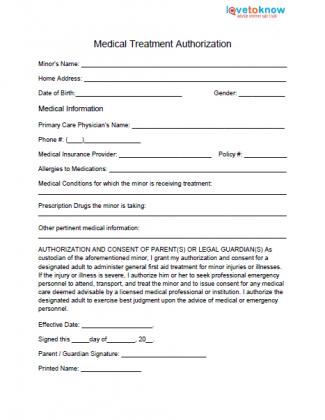 Medical Release Form For Child While Parents Out Town – templates free ...