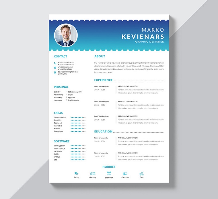 Marko Kevienars Resume Template