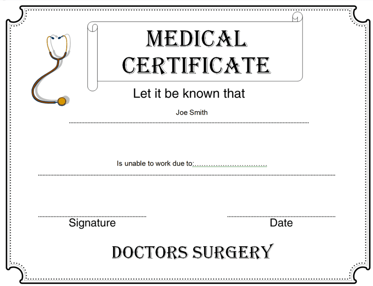 Doctors Certificate Template