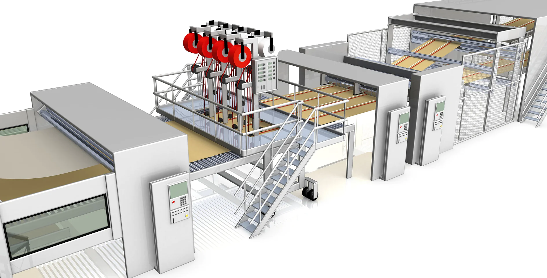 Application sur la chaîne de fabrication de rubans adhésifs spéciaux pour carton ondulé