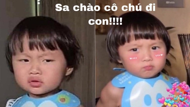 Meme bé Sa với biểu cảm siêu cưng - Nguồn ảnh: Internet