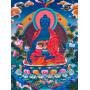 Superbe thangka de Bouddha Sangye Menla Av. brocart 50x85cm (Peint. 38cmx50cm) 