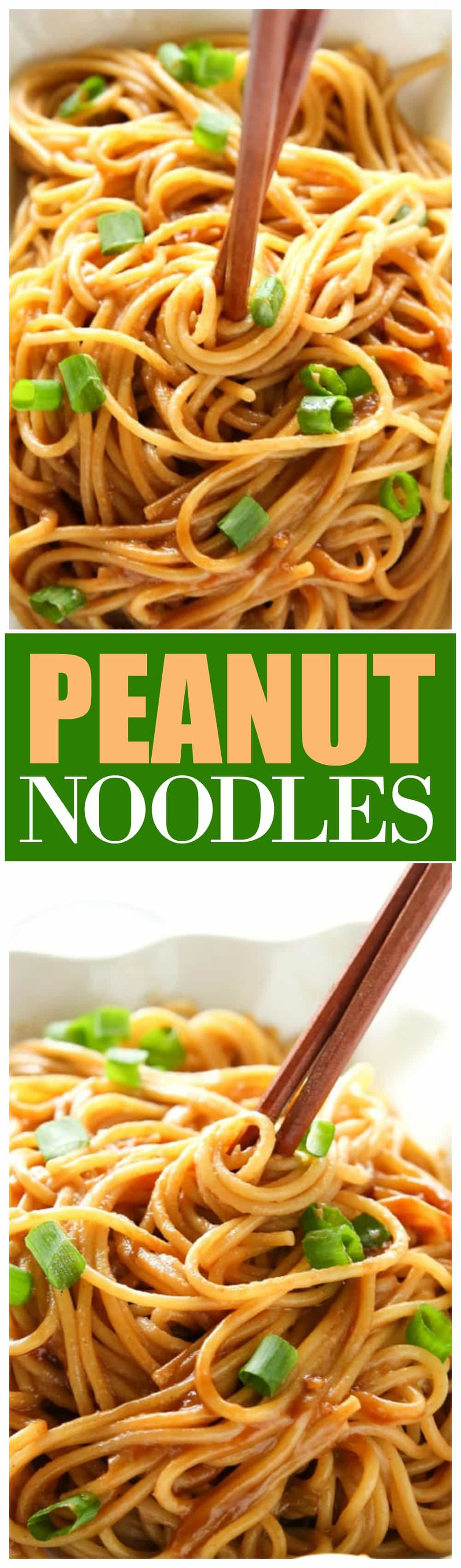 These easy Peanut Noodles are covered in a flavorful peanut sauce for a unique dish that will have your family begging for more. #asian #peanut #noodles #pasta #dinner