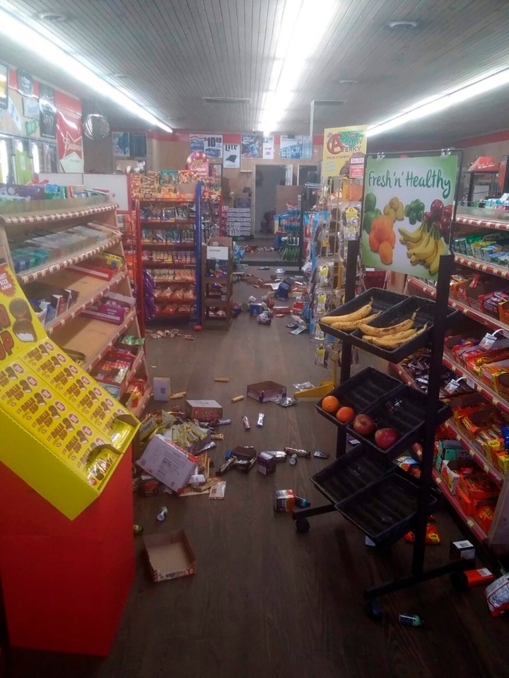 A store in Sparta is seen here after the quake hit