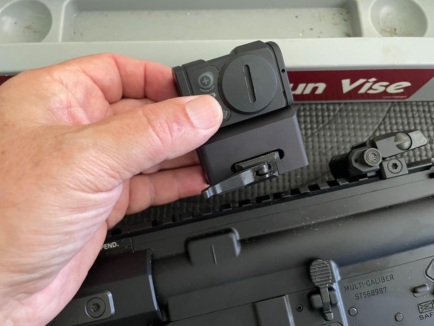 Aimpoint ACRO P-2 with quick detach mount on AR-style rifle