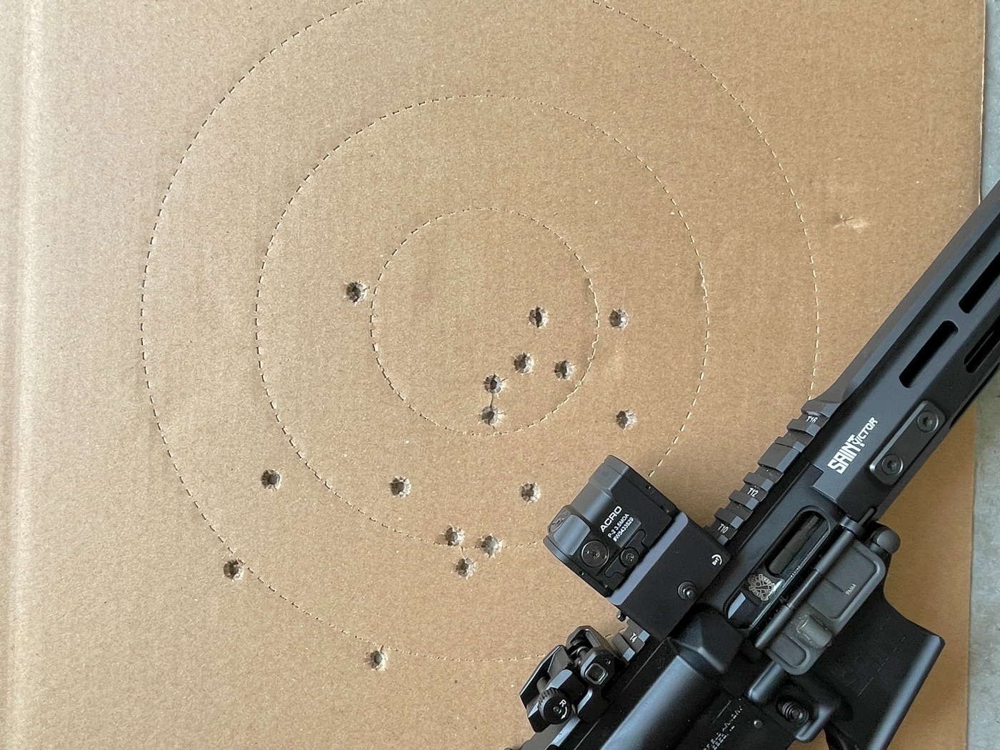 Aimpoint ACRO P2 mounted on Springfield Armory 9mm Carbine at shooting range