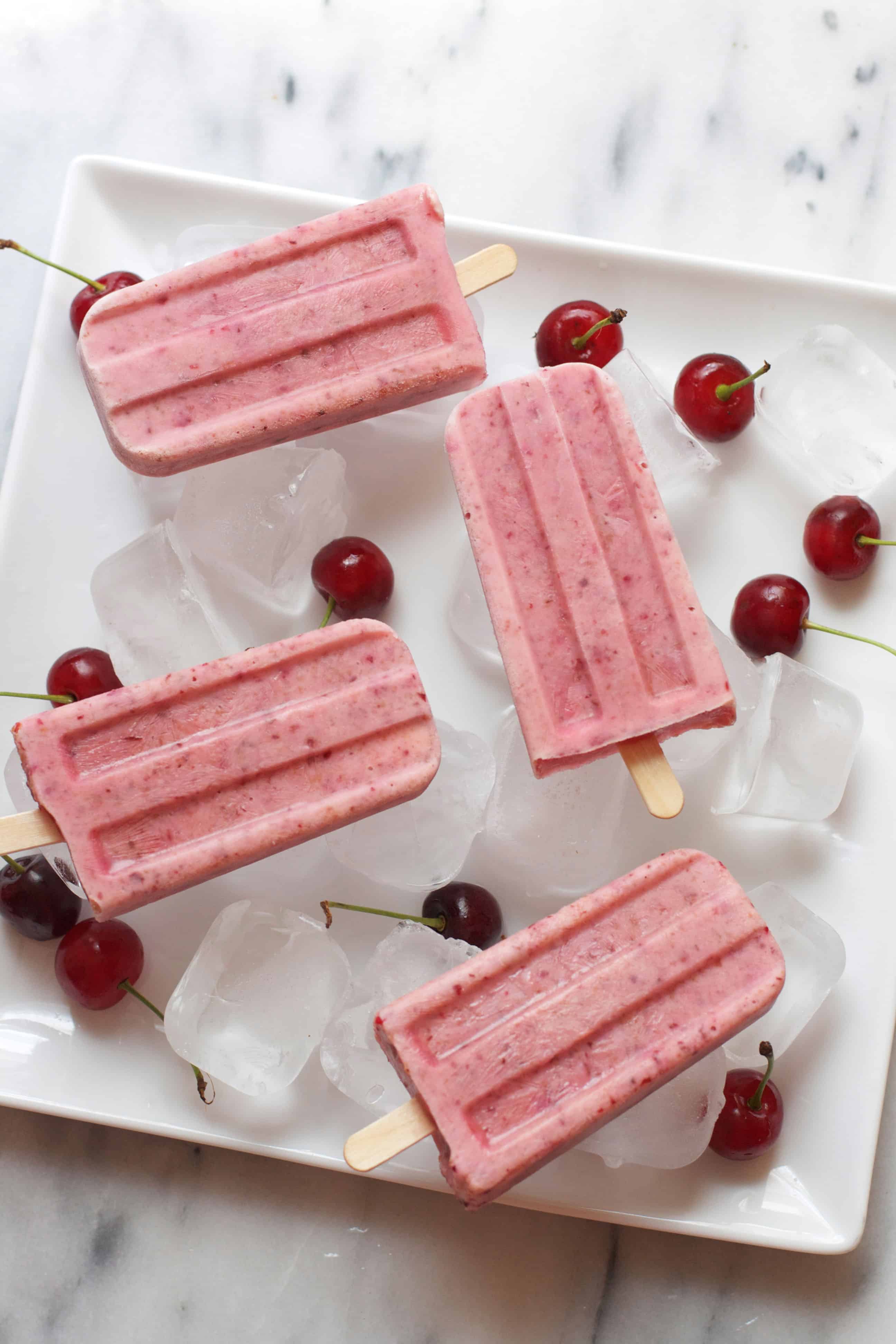 Sweet and Sour Cherry Yogurt Pops