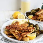 plate of crispy tempeh with lemon pepper marinade