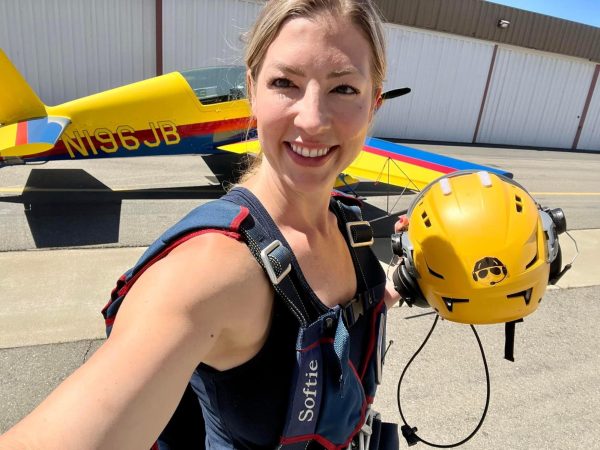 Christina Haaverson stands in front of a plane before taking flight from the Livermore Municipal Airport. From classroom to cockpit, Haaverson exercises her skills as a certified professional private pilot and practices flying on weekends.