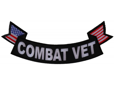 Combat Vet Large Lower Rocker Patch With Flags | US Marine Corps Military Veteran Patches