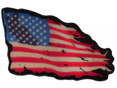 Tattered US American Flag Large Back Patch