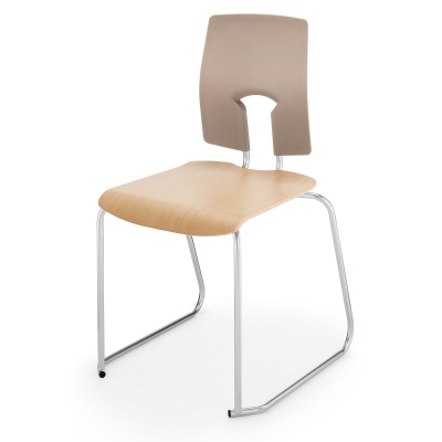 SE Classic School Classroom Skid-Base Chair + Wooden Seat