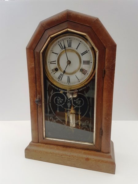 Tall eight day striking mantel clock