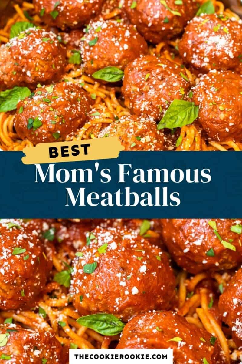 mom's meatball recipe pinterest collage