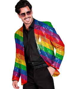 Rainbow Sequin Blazer Jacket - Being Modelled