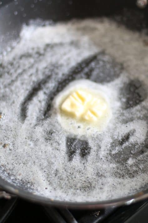 melting butter in a skillet