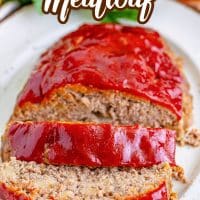 A few slices of Momma's Meatloaf falling off the whole loaf.