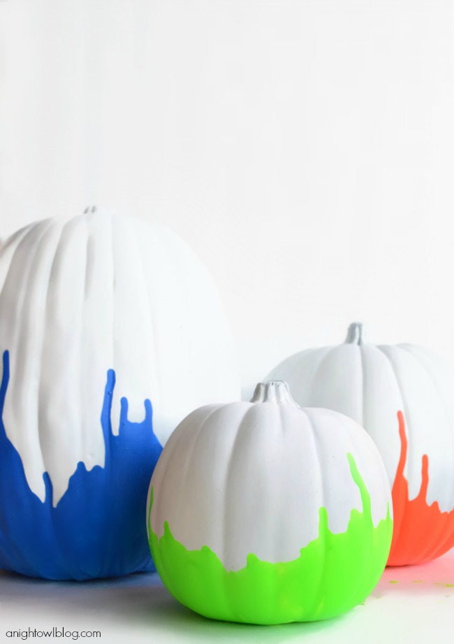 neon dipped painted pumpkins