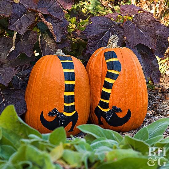 witch shoe painted pumpkin