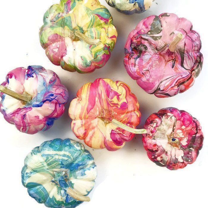 marbled painted pumpkins