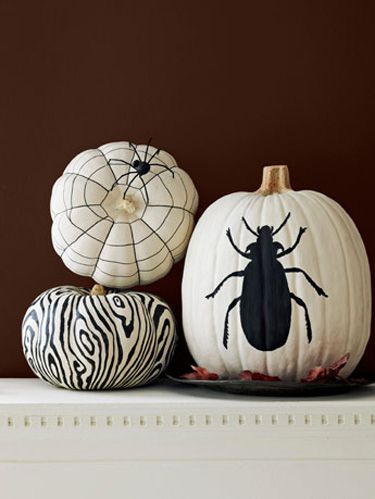 black and white painted pumpkin