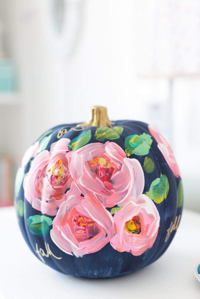 floral painted pumpkin