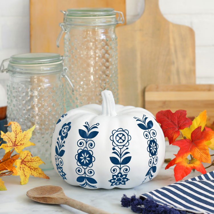 folk art floral pumpkin