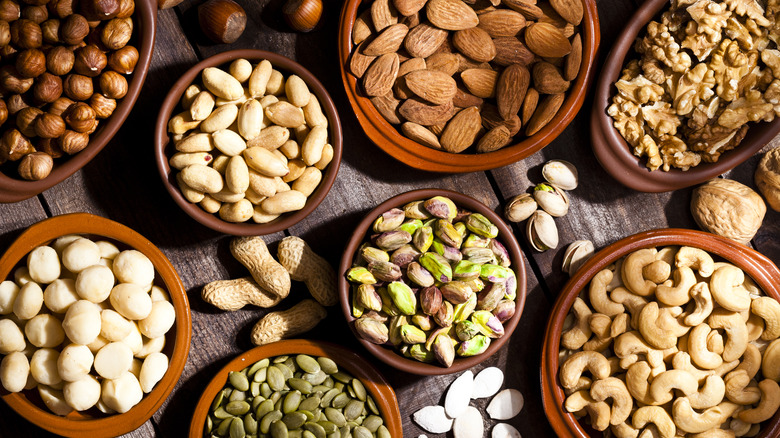 Bowls of assorted nuts