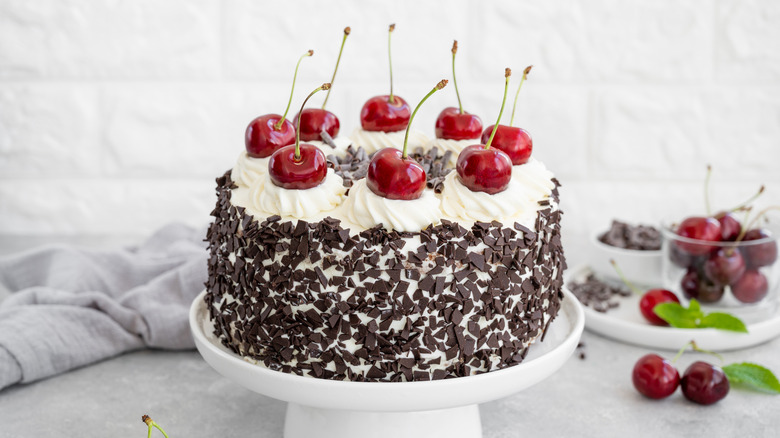 Black forest cake on platter