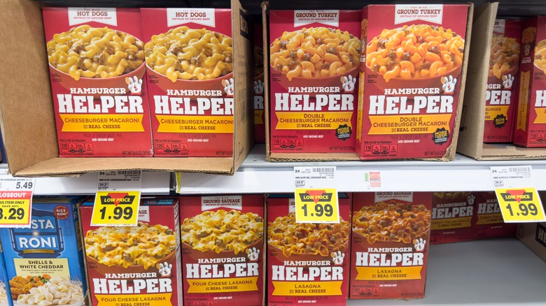 Boxes of Hamburger Helper