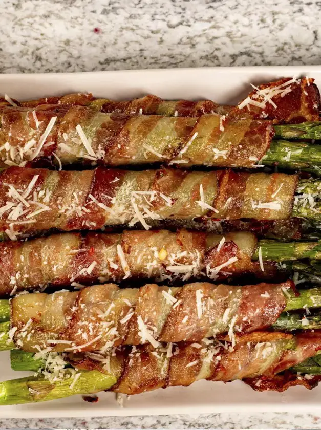 Garlic Bacon Wrapped Asparagus Bundles