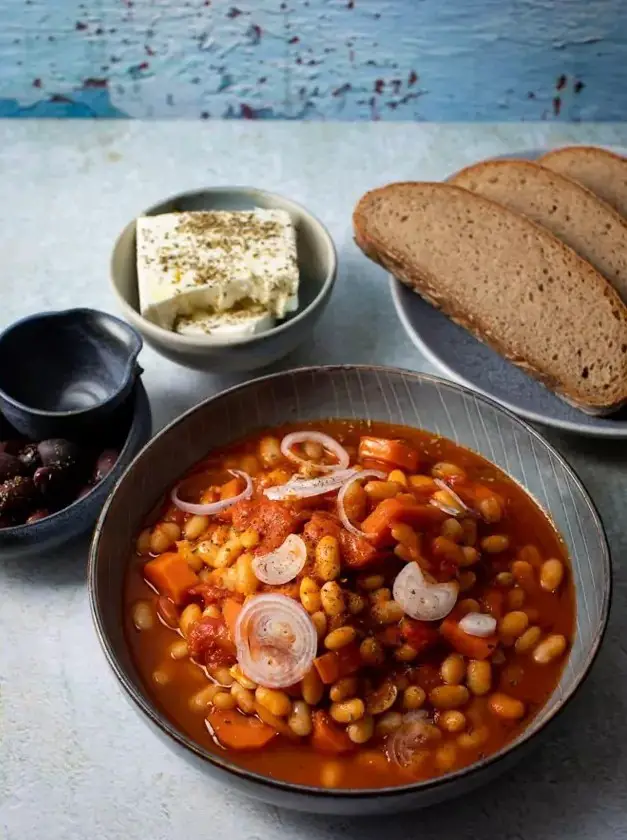 Fasolada: Greek Bean Soup with Carrot & Shallot