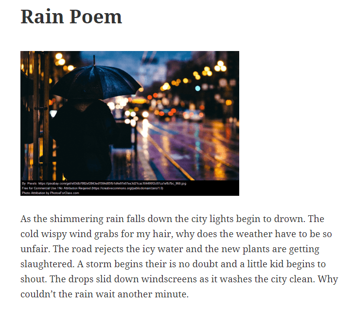 Rain poem from Molly in NZ for STUBC The Edublogger