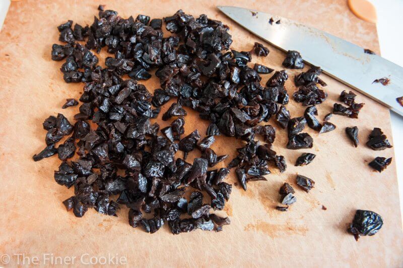 Chopped dried prunes.