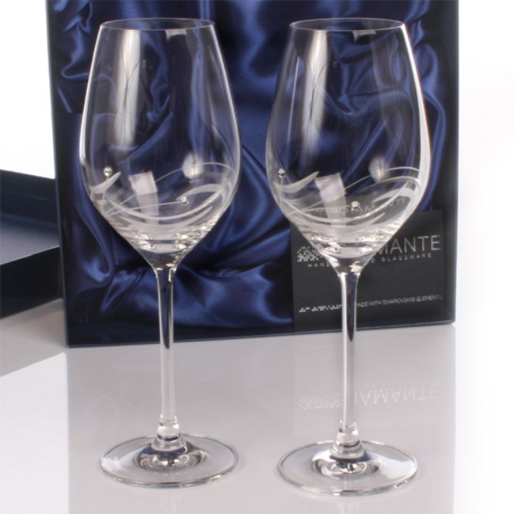 Personalised Swarovski Crystal Wine Glasses product image