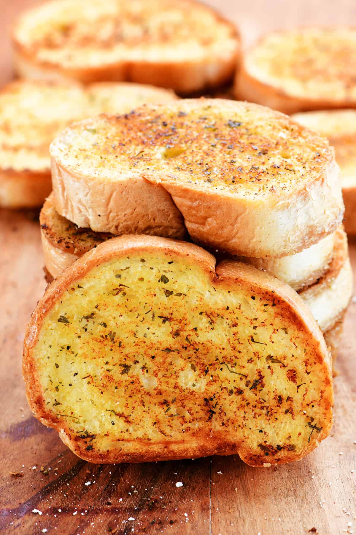 A stack of garlic bread.