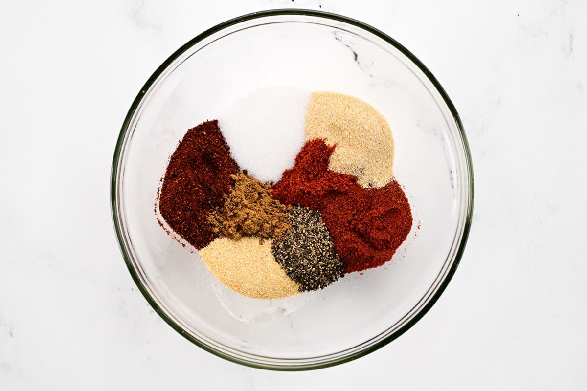 Seasonings in a glass bowl.