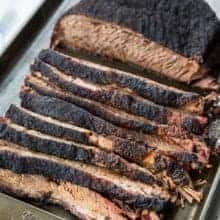 Close up of Dry Rub Smoked Brisket Slices