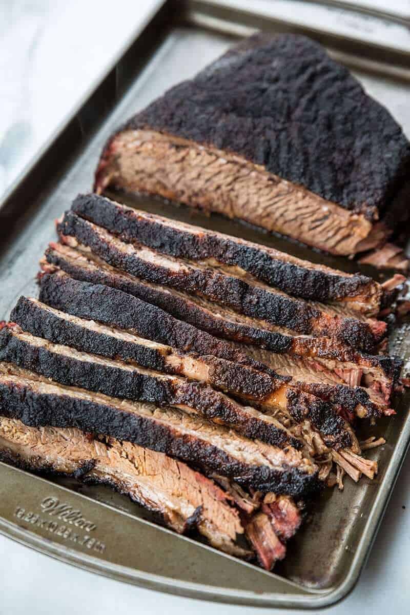 flaky, smoked and cooked brisket