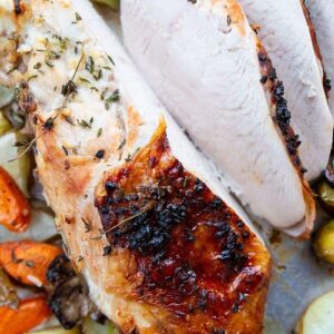 sliced Roast Turkey Breast with Buttery Herb & Garlic