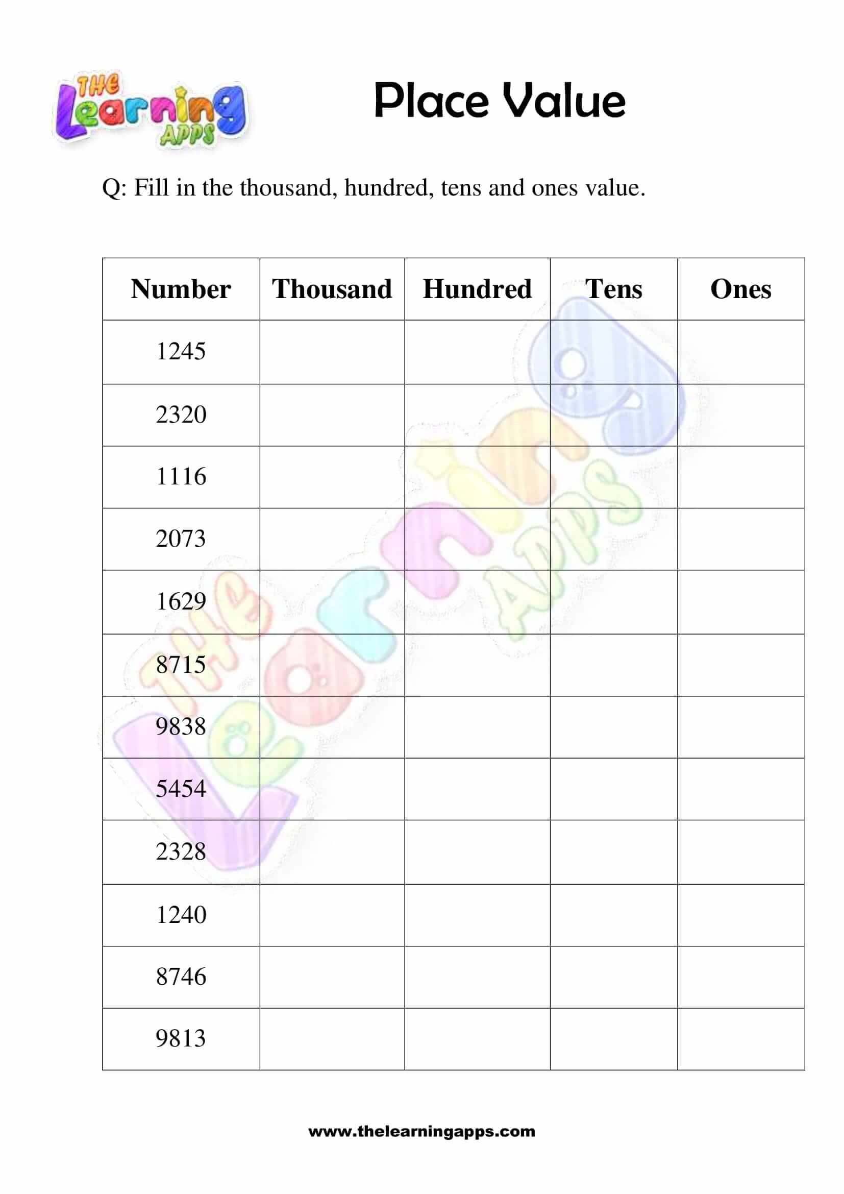 Place Value Worksheet First Grade