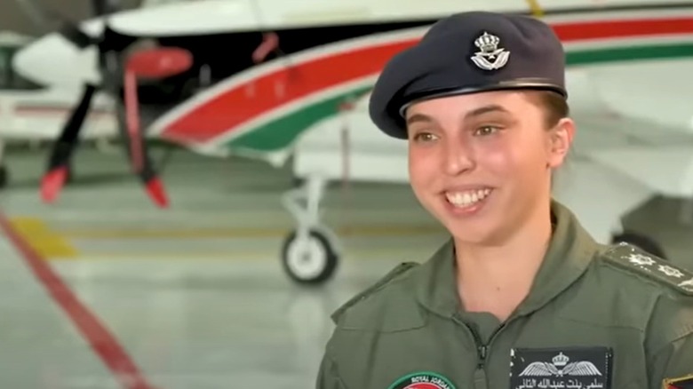 Princess Salma sitting in military uniform