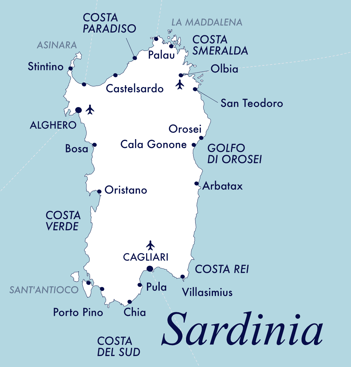 Best Beaches In Sardinia Map