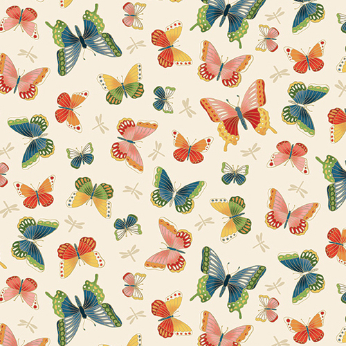 Michiko Oriental Butterflies Cream 2334-Q