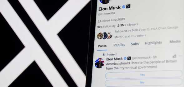 A image of Elon Musk's X profile next to the X logo