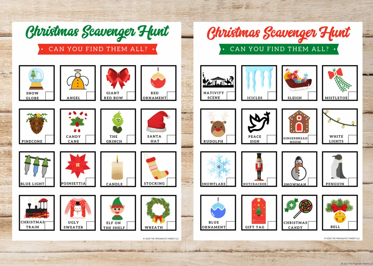 Free Printable Indoor Christmas Scavenger Hunt